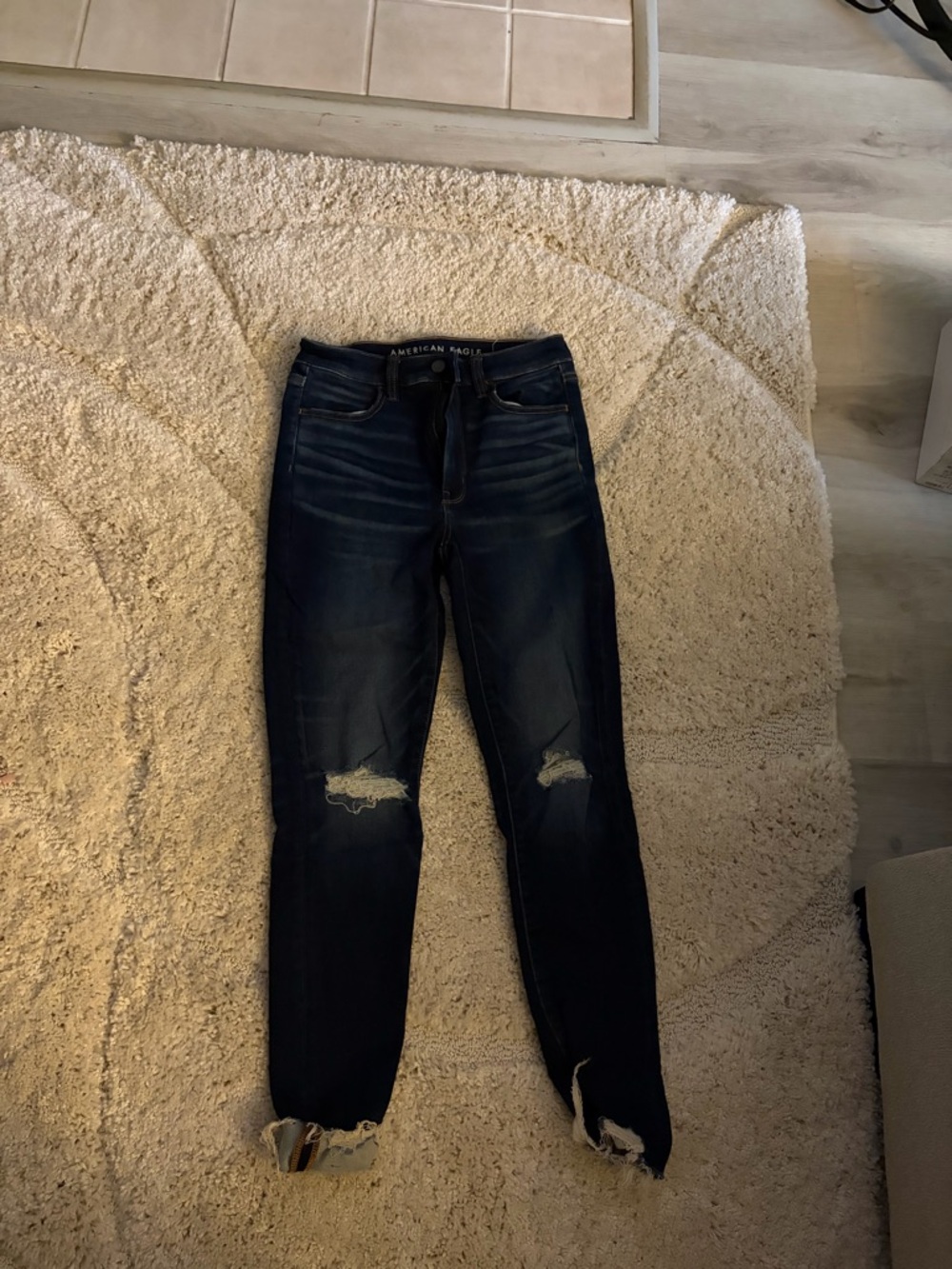 American Eagle Outfitters Dark Blue Ripped Skinny Jeans